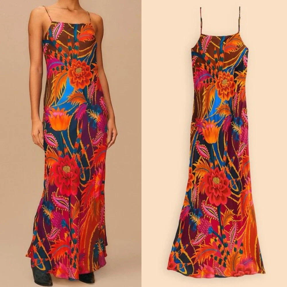 🌺🎉HP🎉🌺 NWT Farm Rio Vintage Wave Multicolor Sleeveless Maxi Dress - Picture 6 of 16